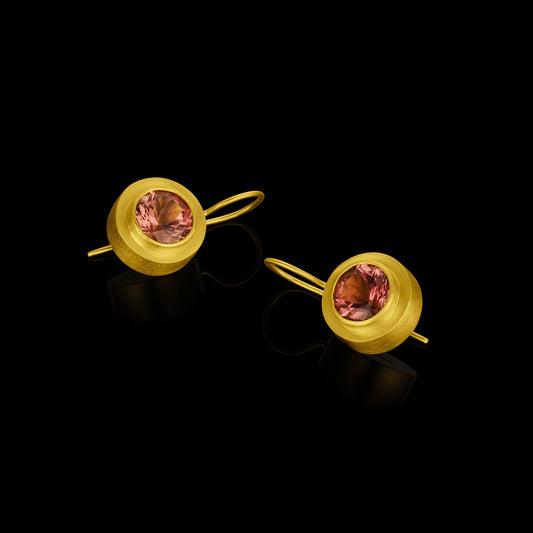 Peach Tourmaline Frame Drop Earrings