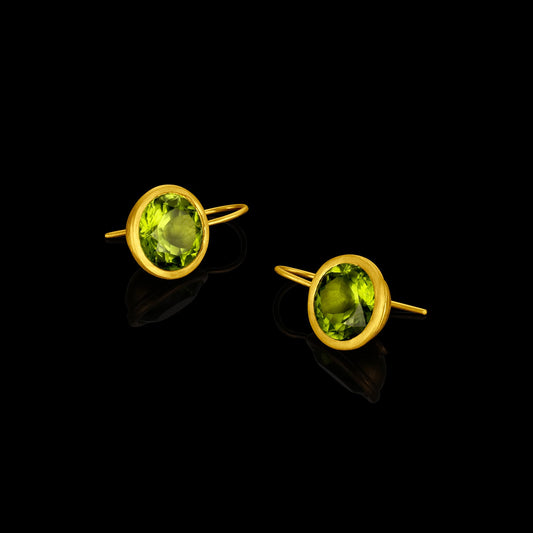 Peridot Button Back Earrings