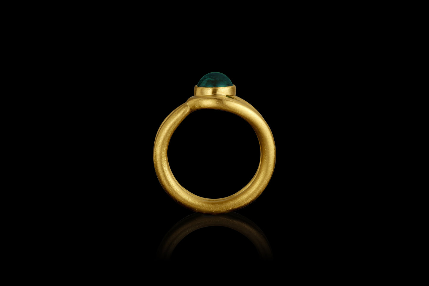 Emerald Cabochon Button Ring