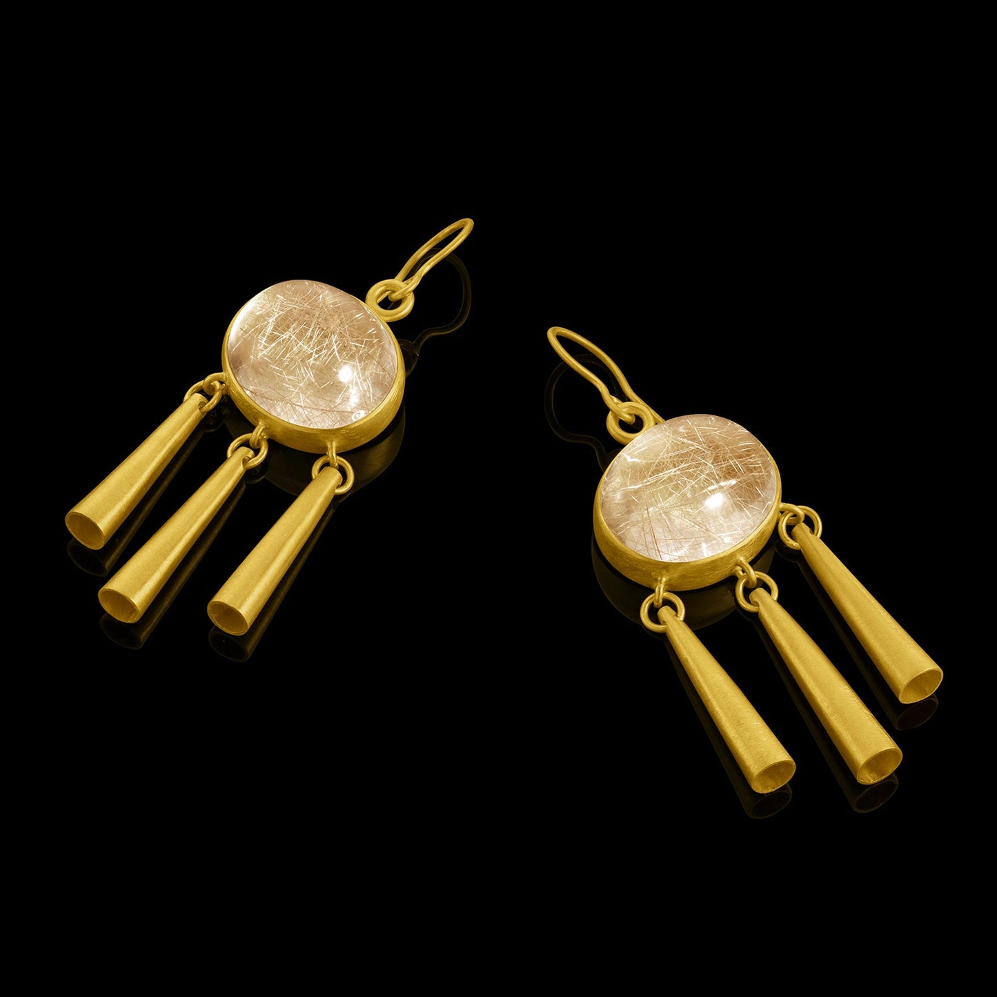 Rutile Quartz Hanging Bells Earrings