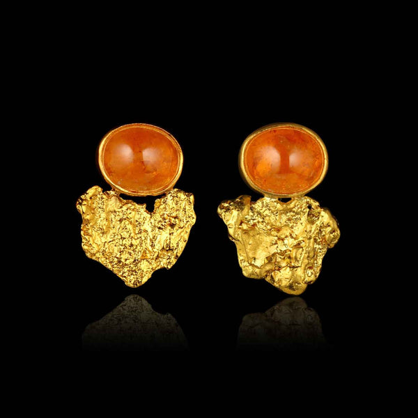 Australian Gold Nugget and Mandarin Garnet Earring