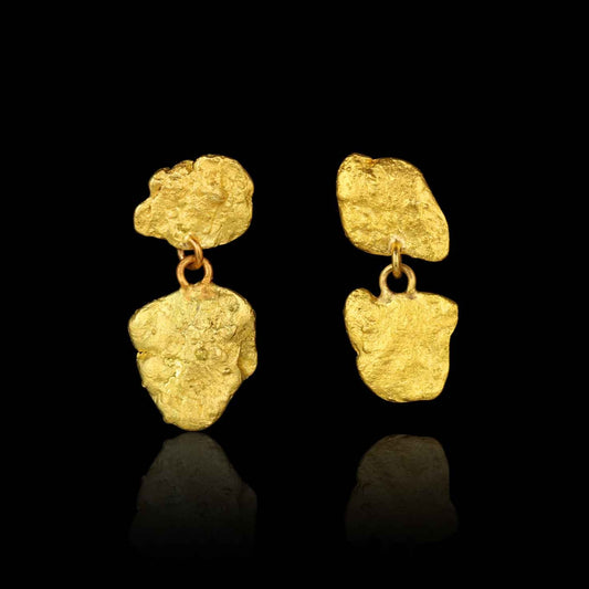 Yukon Gold Nugget Double Drop Post Earring