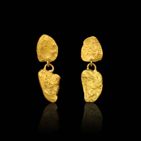 Yukon Gold Nugget Double Drop Post Earring