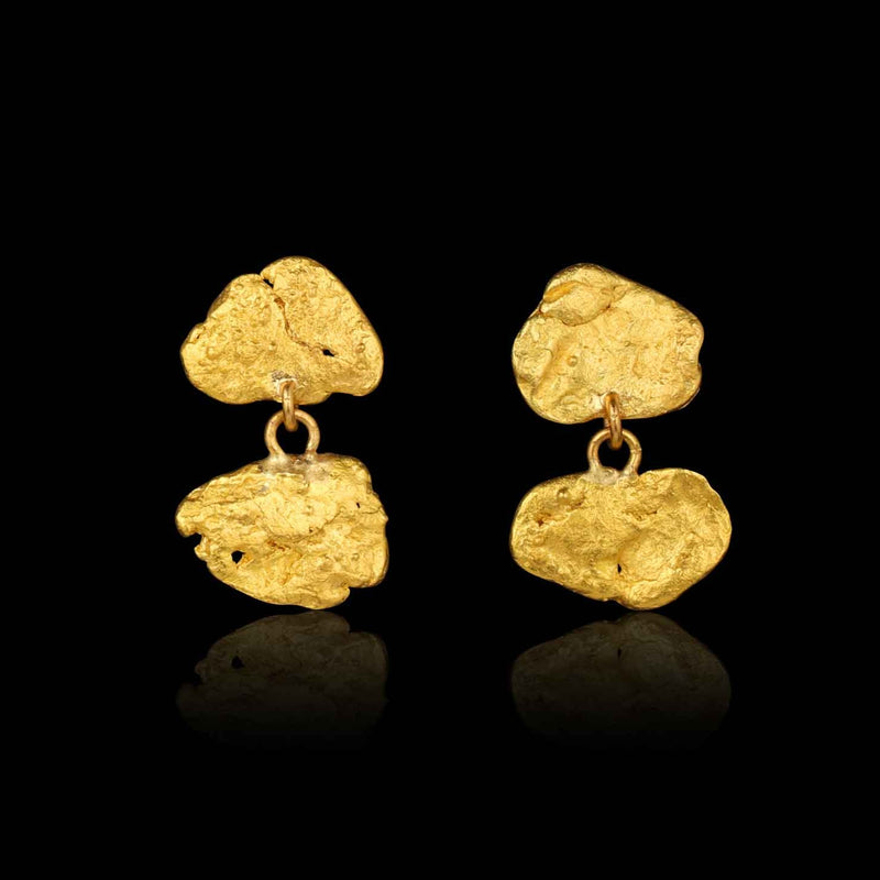 Yukon Gold Nugget Double Horizontal Post Earring