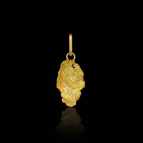 Yukon Gold Nugget Pendant with Diamonds