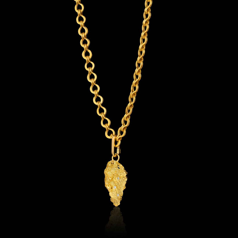 Yukon Gold Nugget Pendant with Diamonds