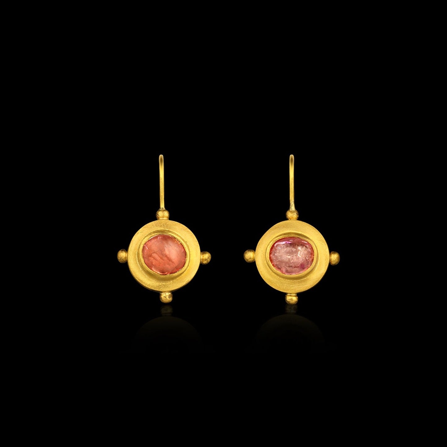 Peach Sapphire Frame Drop Earring