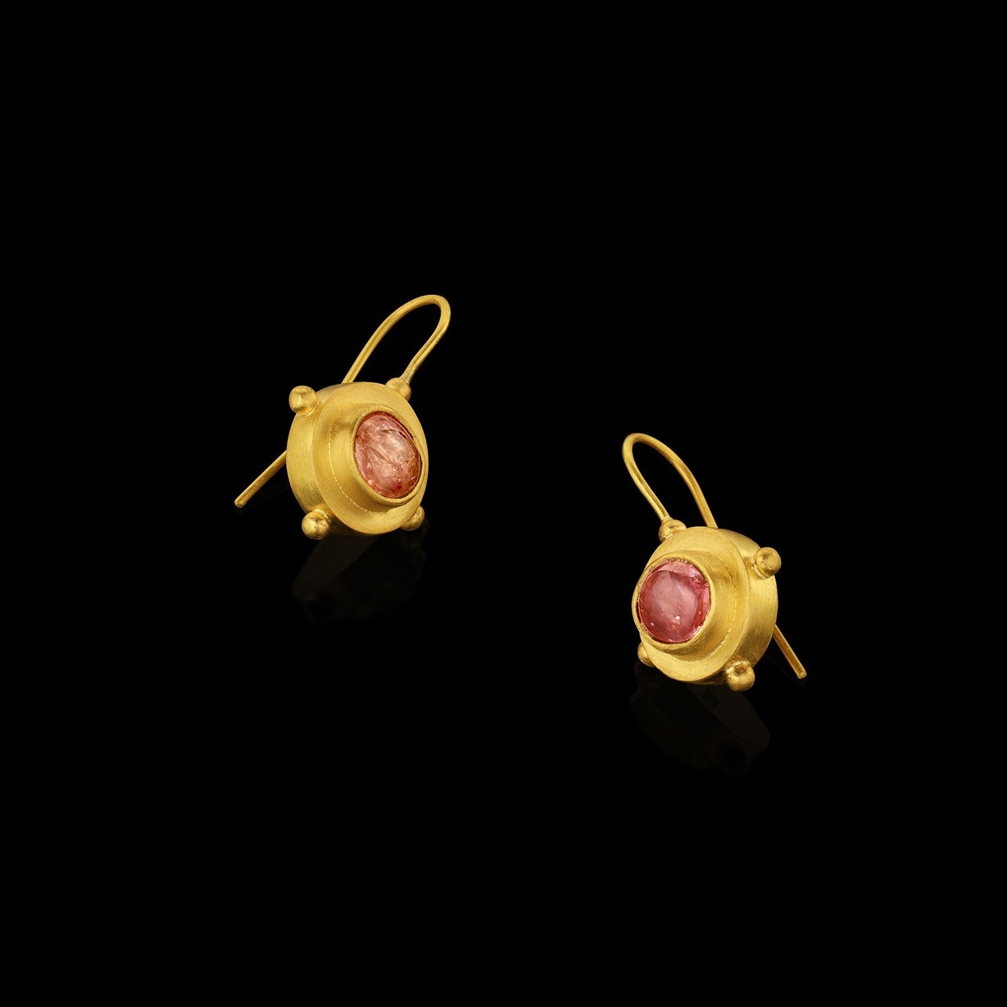 Peach Sapphire Frame Drop Earring