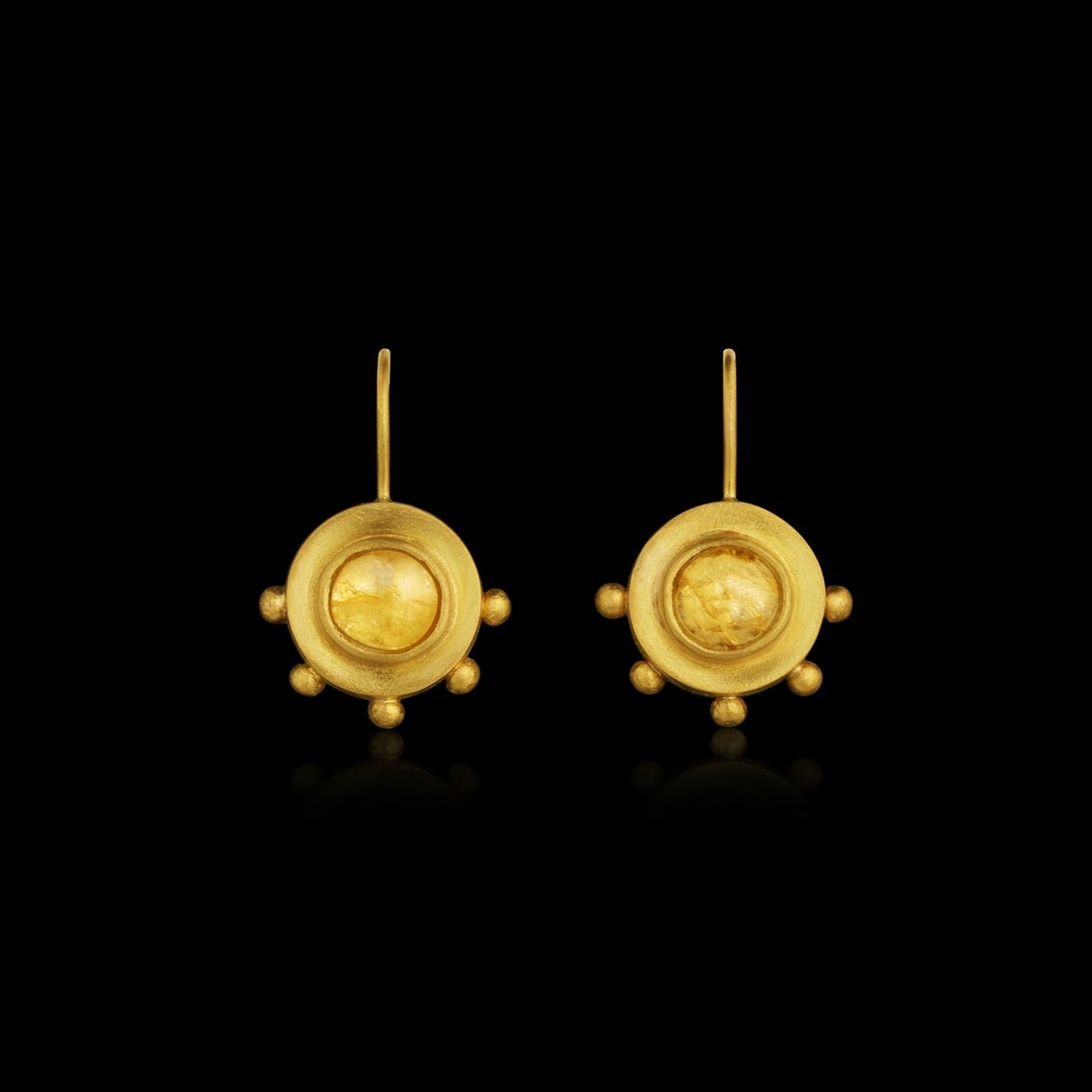 Golden Sapphire Frame Drop Earring