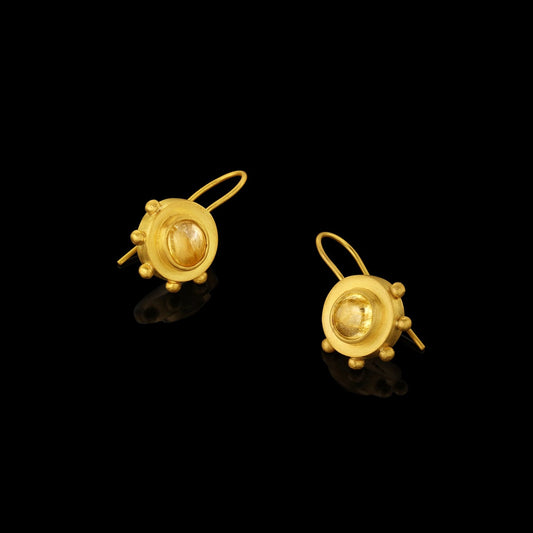 Golden Sapphire Frame Drop Earring