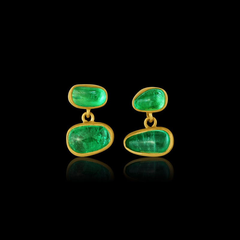 Tumbled emerald drop earrings. Post back.  