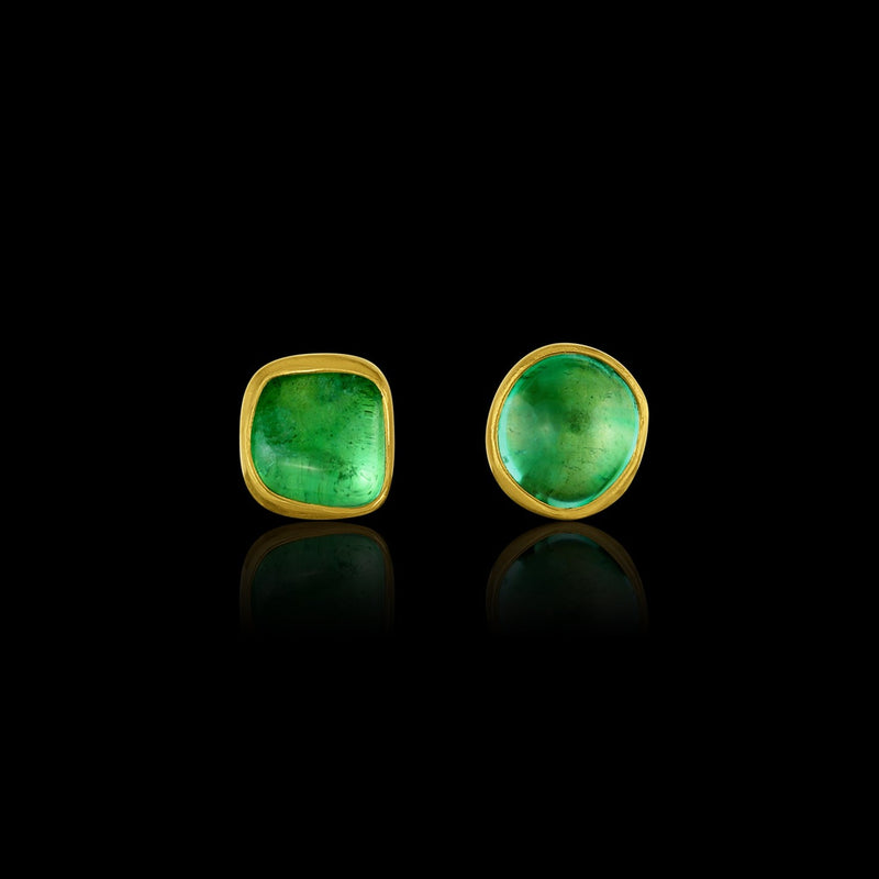 Tumbled emerald drop earrings. Post back.  