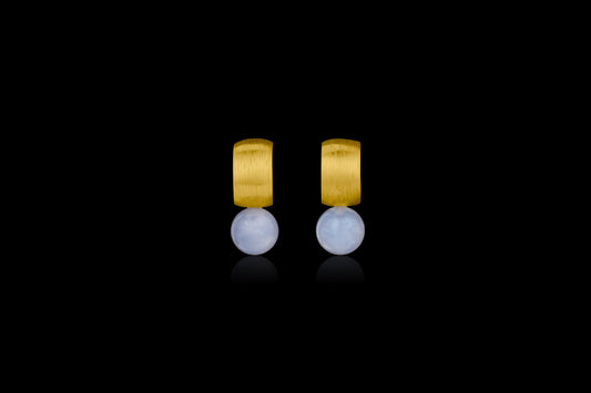 Chalcedony Chunky Mini Hoop Earrings