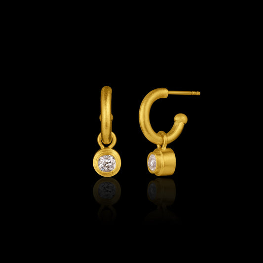 Antique Diamond Pendant Hoop Earrings