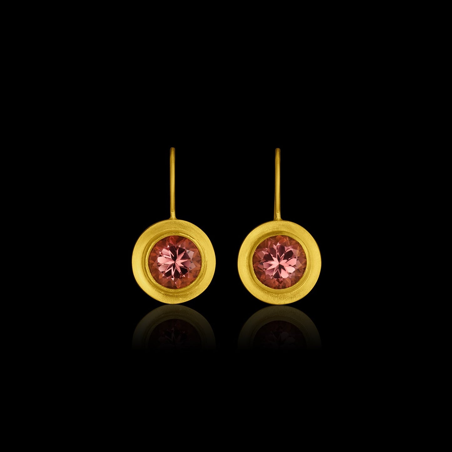 Peach Tourmaline Frame Drop Earrings