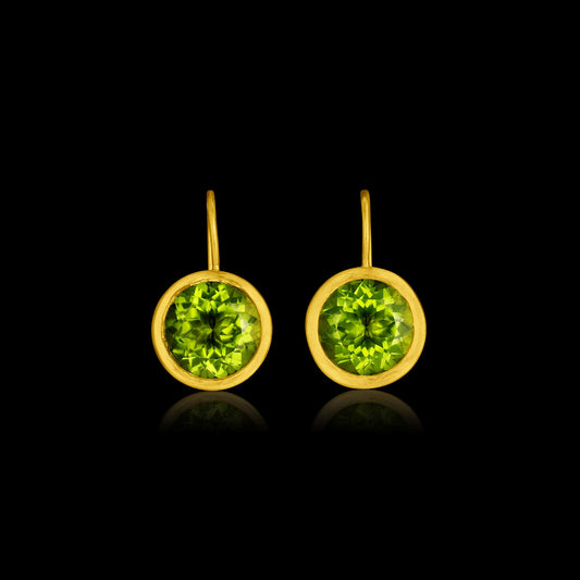 Peridot Button Back Earrings