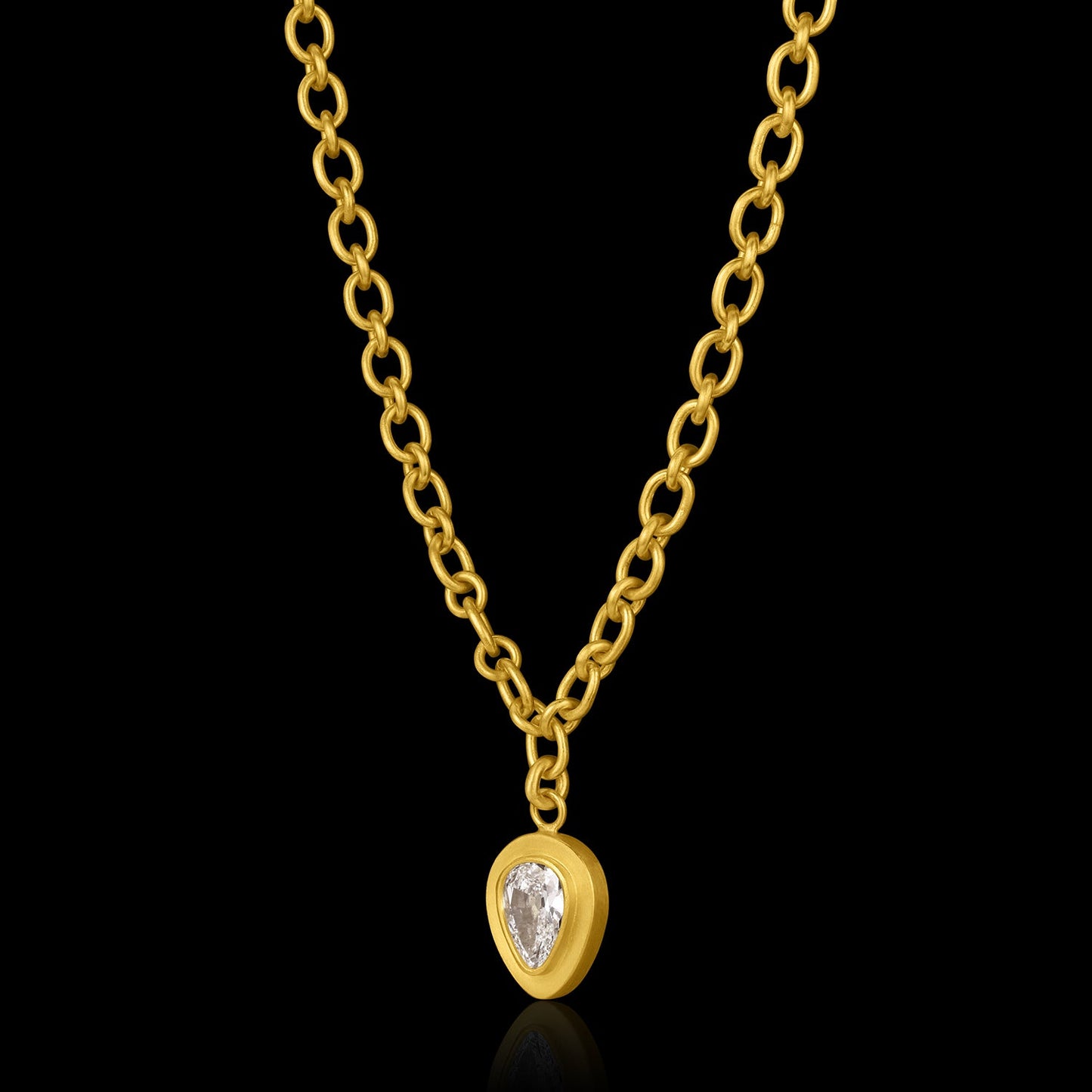 Pear-Shaped Antique Diamond Drop Pendant Necklace
