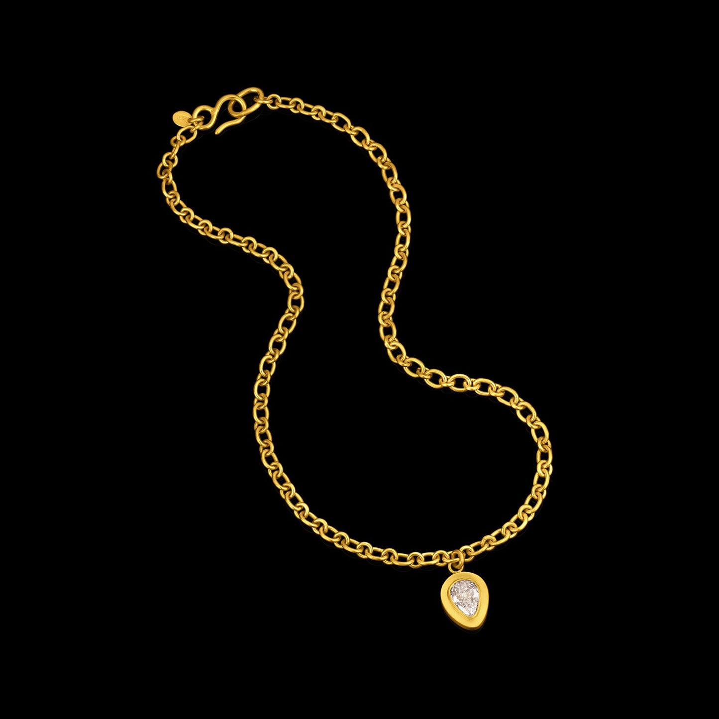 Pear-Shaped Antique Diamond Drop Pendant Necklace