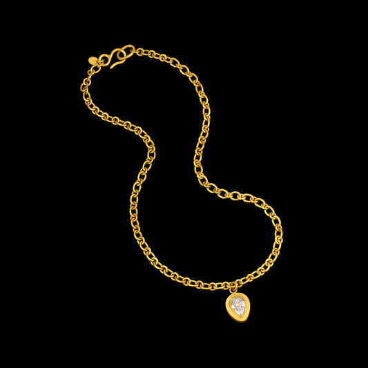 Pear-Shaped Antique Diamond Drop Pendant Necklace
