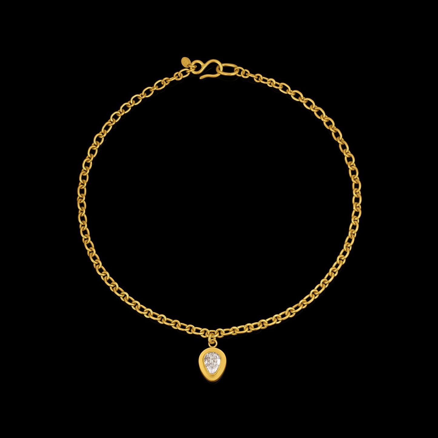Pear-Shaped Antique Diamond Drop Pendant Necklace