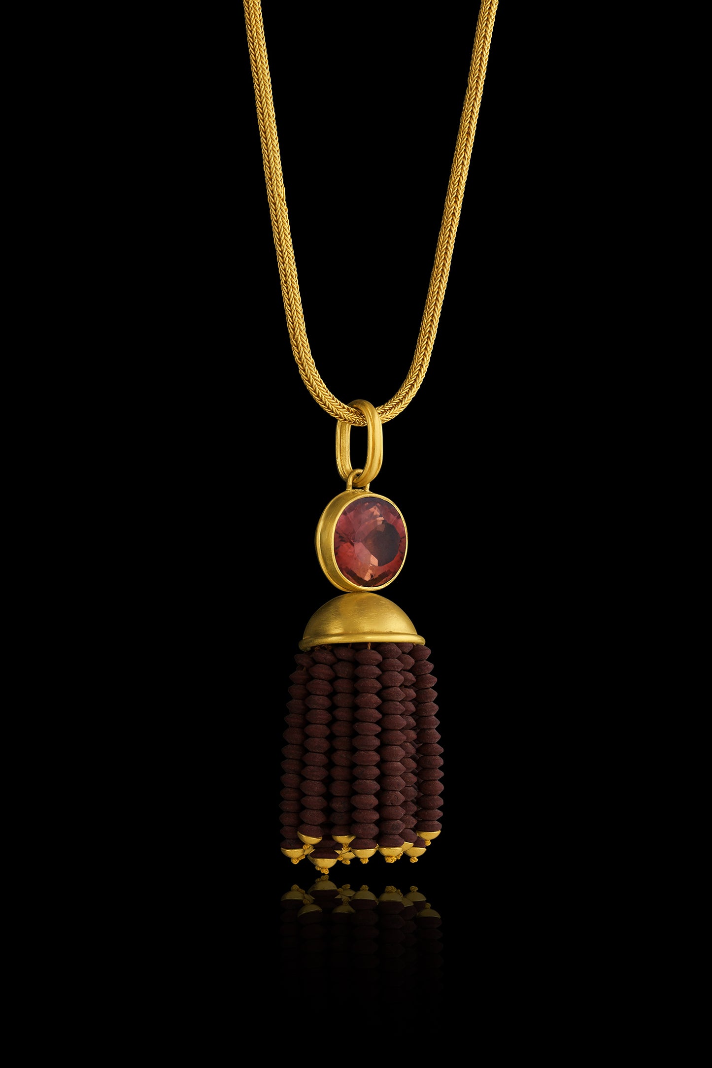 Whiskey Tourmaline Tassel Pendant