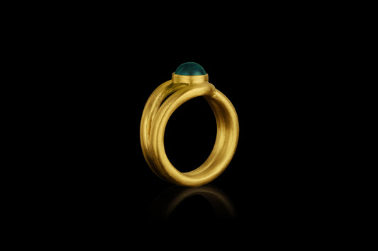 Emerald Cabochon Button Ring