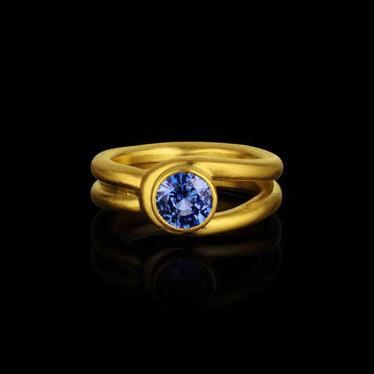 Sapphire Cabochon Button Ring
