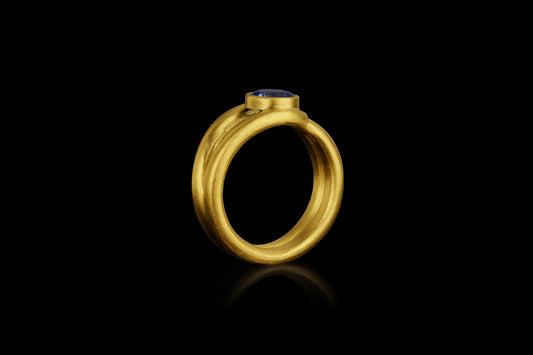 Sapphire Cabochon Button Ring