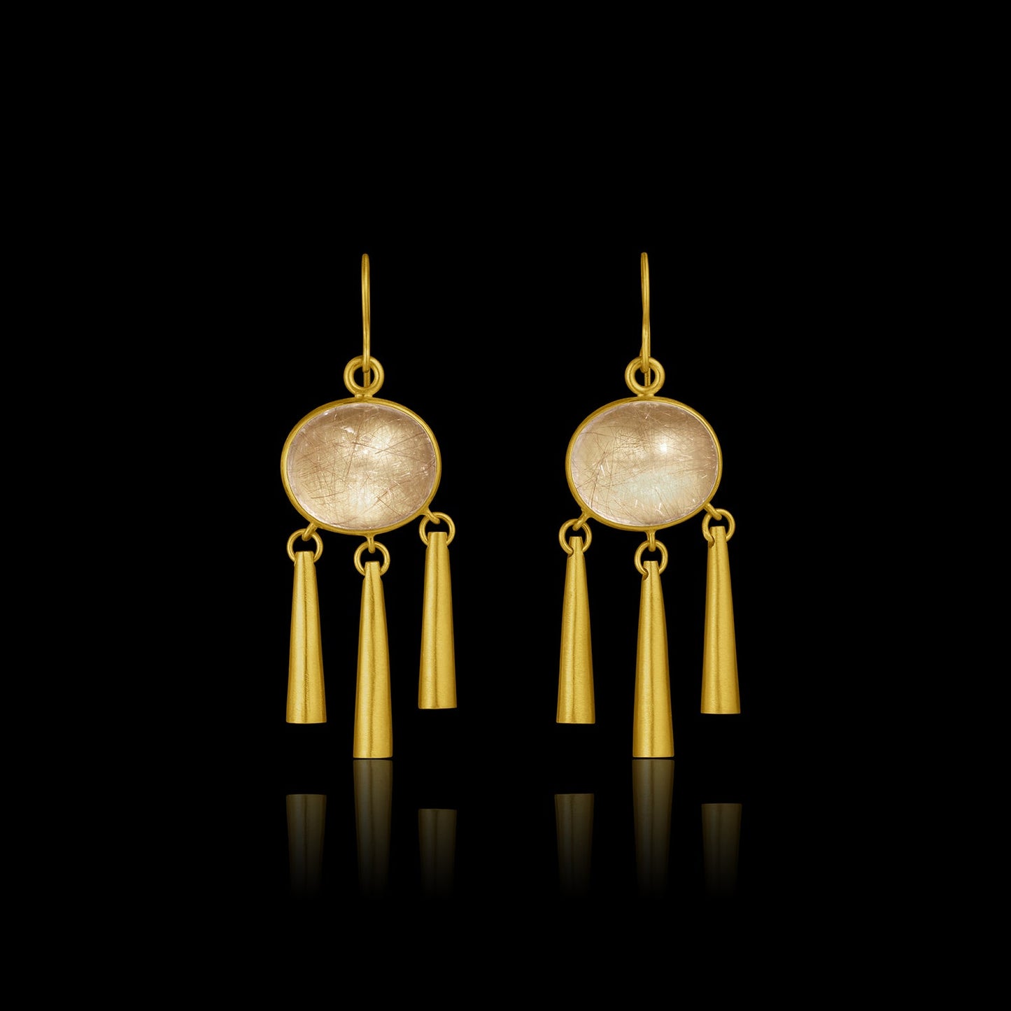 Rutile Quartz Hanging Bells Earrings