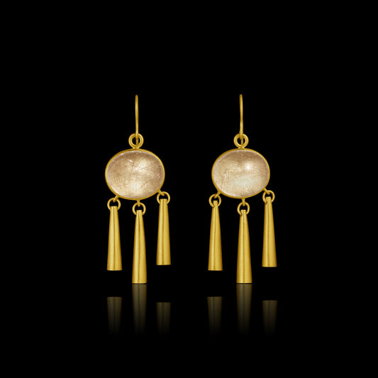 Rutile Quartz Hanging Bells Earrings