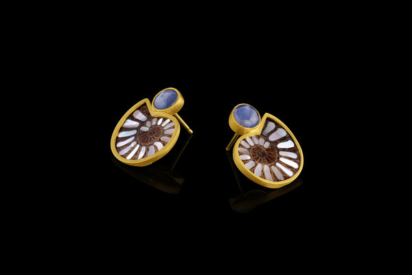 Star Sapphire Nautilus Earrings