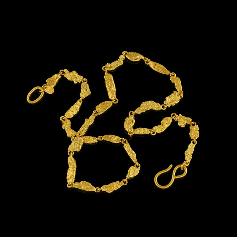 Gold nugget chain sourced from the Yukon Territory of Northern Canada.