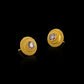 Post earrings adorned with granulation and a cognac diamond (1 cttw) - angled