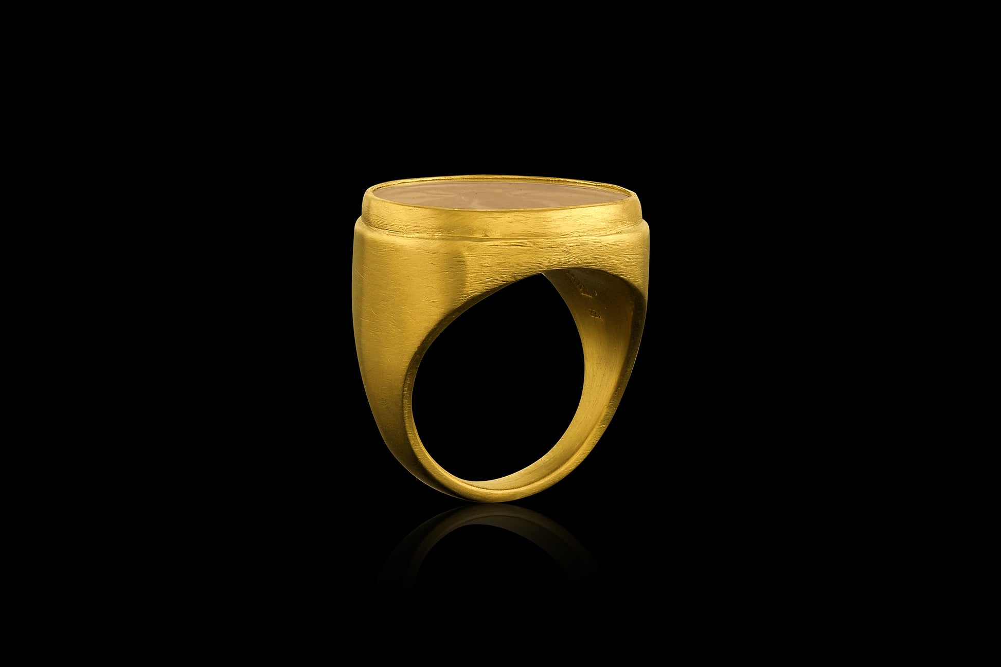 Rock Crystal Bee Intaglio Tablet Signet Ring Side View