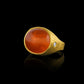 Mandarin Garnet Cabochon Roman Signet Ring with 2 white diamonds