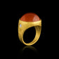 Mandarin Garnet Cabochon Roman Signet Ring with 2 white diamonds side view