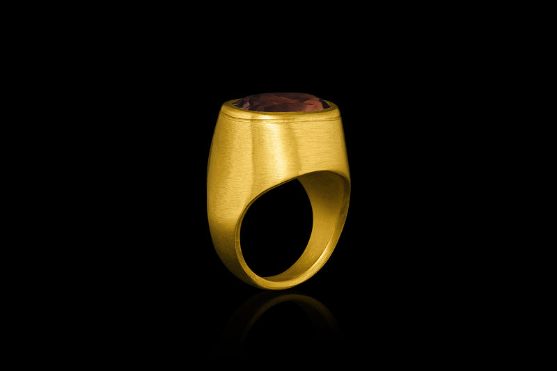 Whiskey Tourmaline Faceted Medici Signet Ring Side View