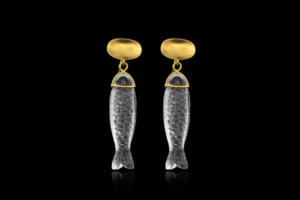 Silla Rock Crystal Fish Earring