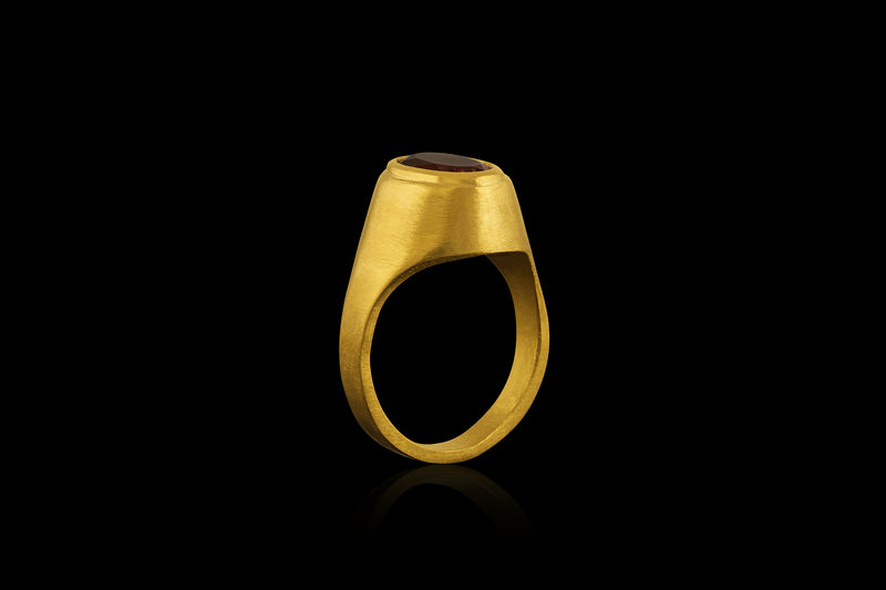 Clay Tourmaline Norse Signet Ring Side View