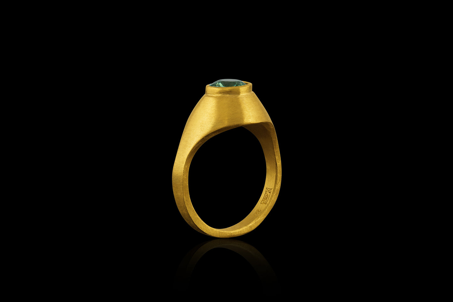 Woodland Tsavorite Garnet Norse Signet Ring Side View