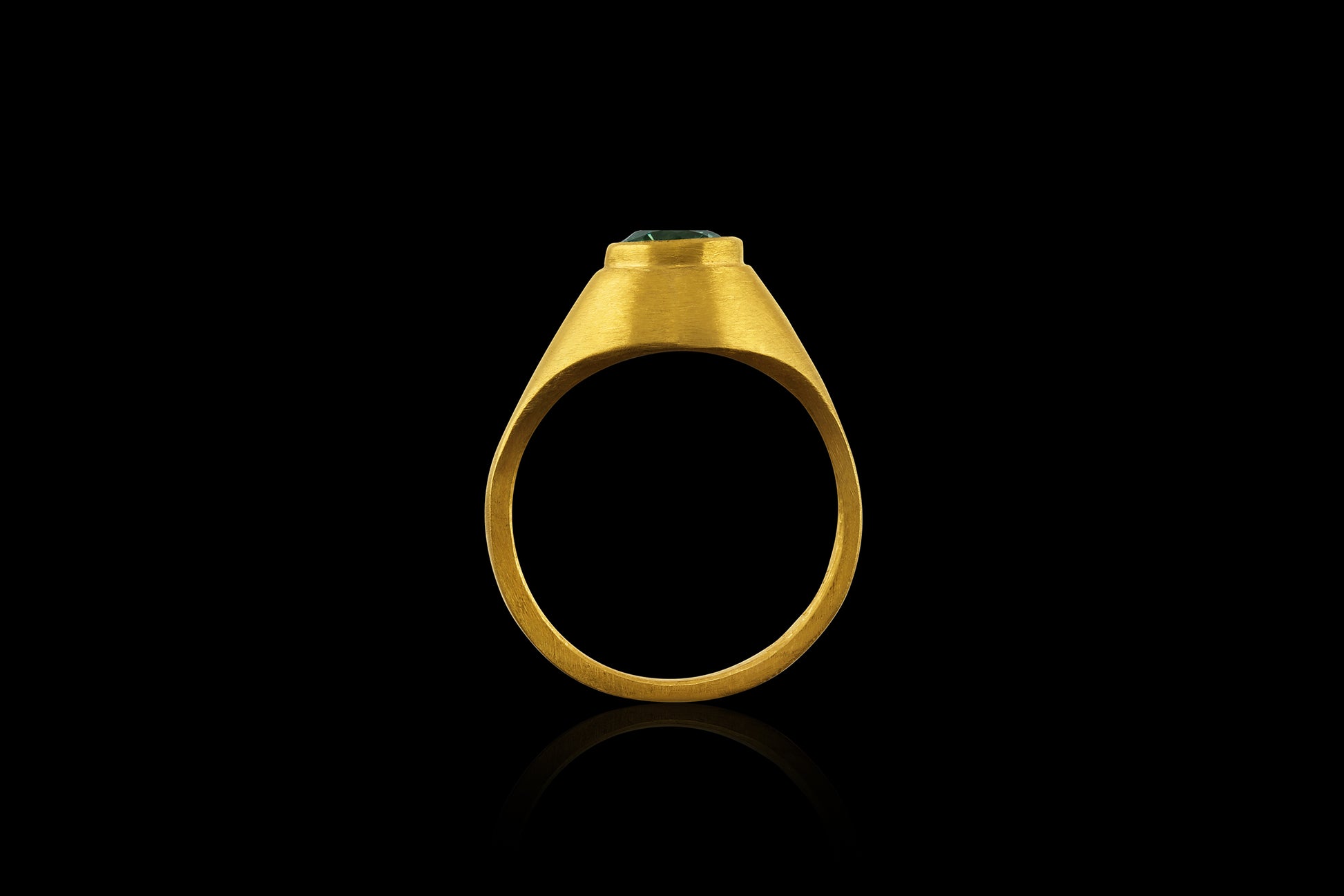 Woodland Tsavorite Garnet Norse Signet Ring Side View