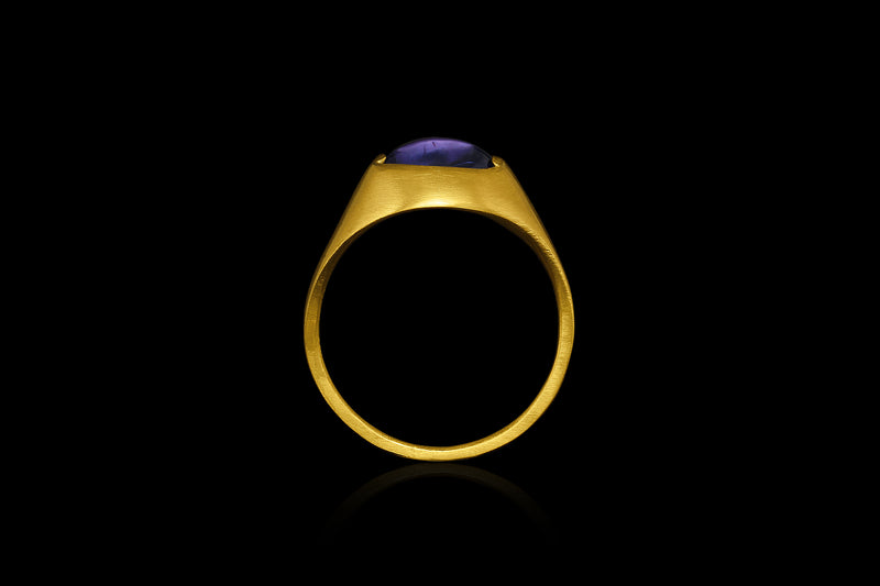 Twilight Tanzanite Cabochon Norse Signet Ring Side View