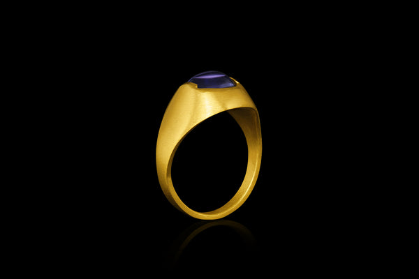 Twilight Tanzanite Cabochon Norse Signet Ring Side View